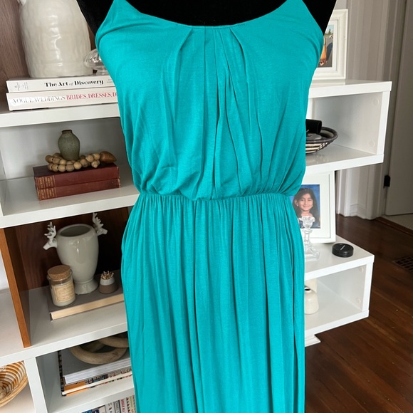 Teal coloured floor length maxi dress in size small - Picture 4 of 5